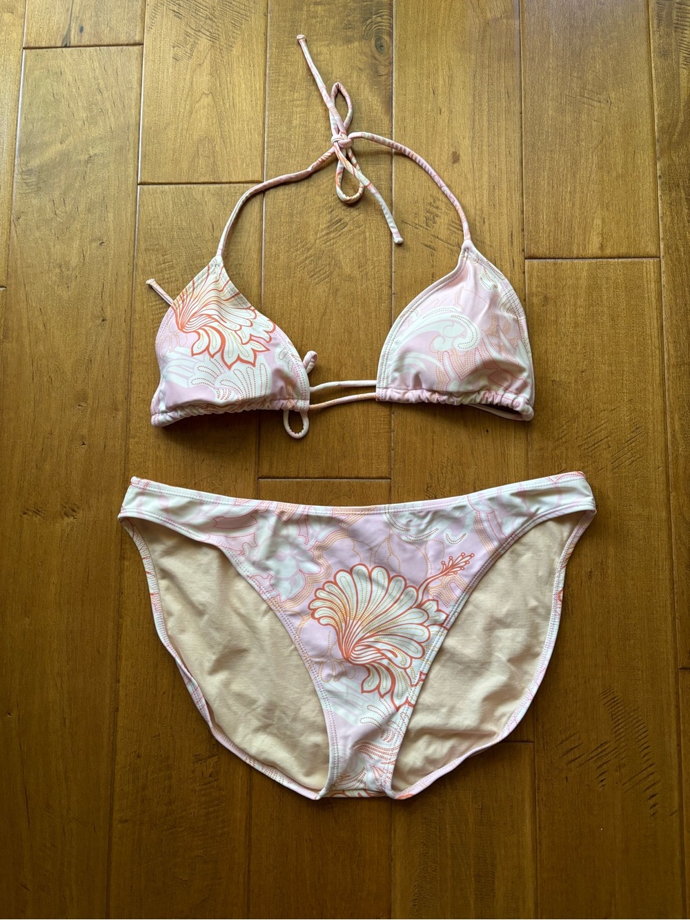 Vintage Pink and white floral bikini set